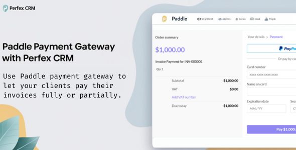 Paddle Payment Gateway for Perfex CRM