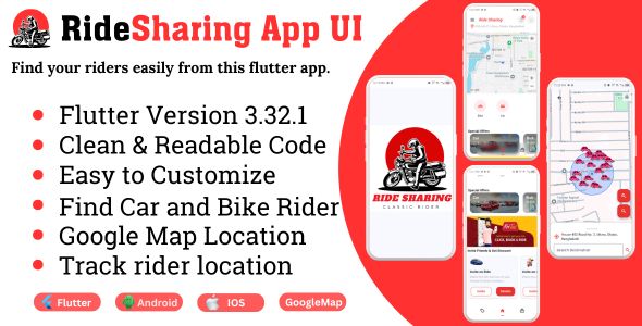 Find Rider – Modern Ride Sharing Flutter App UI Template