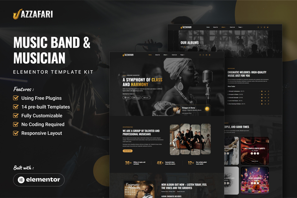 Jazzafari - Music Band & Musician Elementor Template Kit