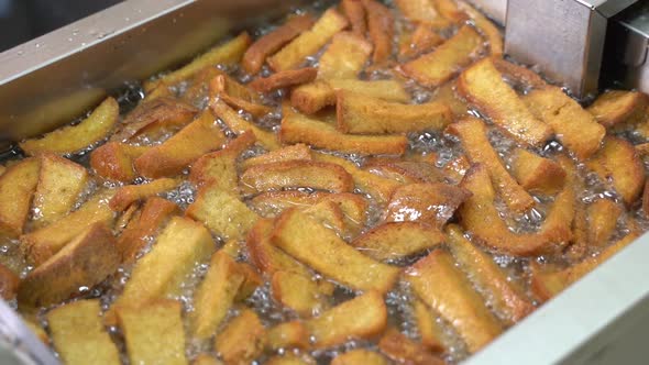 Deep-fried Crackers. Toasting Bread in Butter