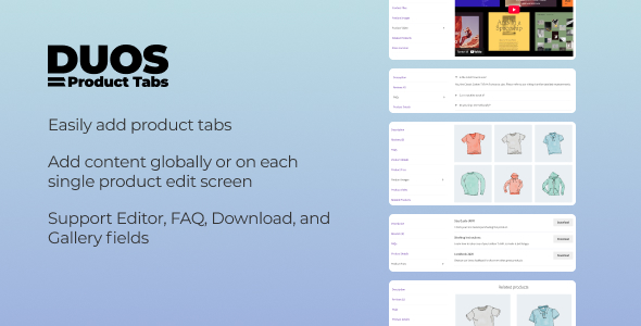 Duos Product Tabs for WooCommerce