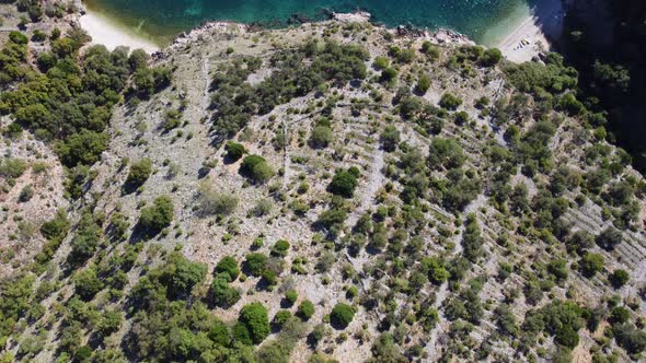 Aerial shot of a beautiful coastline in Croatia.