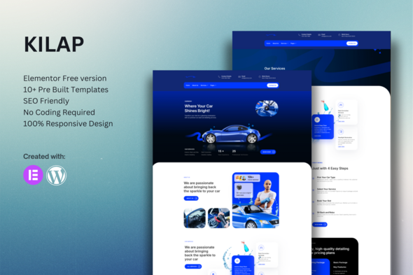 Kilap - Car Wash & Detailing Service Elementor Template Kit
