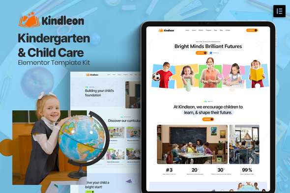 Kindleon - Kindergarten & Child Care Elementor Template Kit