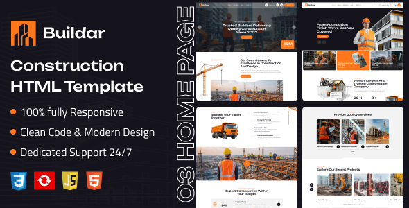 Buildar - Construction HTML Template