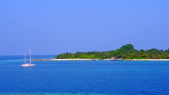 Aerial view tourism of island beach by blue ocean with sand background