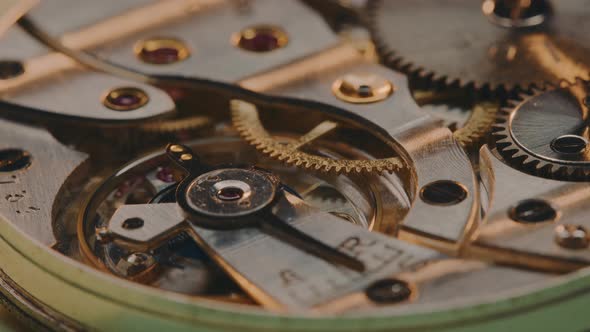 Close-up Of Gear Mechanism Of A Vintage Watch - Macro shot