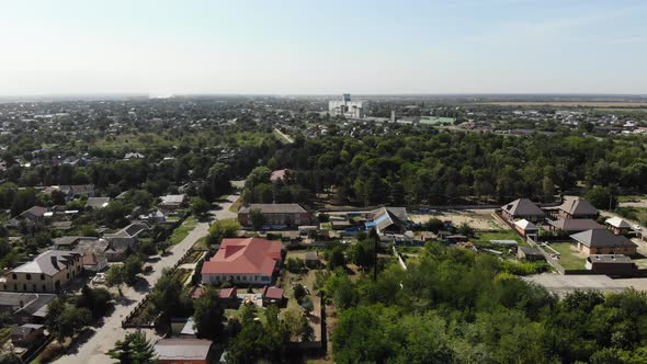 Aerial view of the village in Krasnodar region in the august.