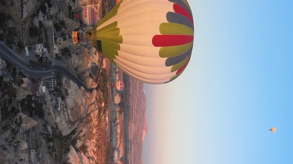 Vertical Video  Balloons in Cappadocia Turkey