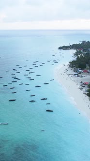 Tanzania  Vertical Video of the Ocean Near the Coast of Zanzibar Slow Motion