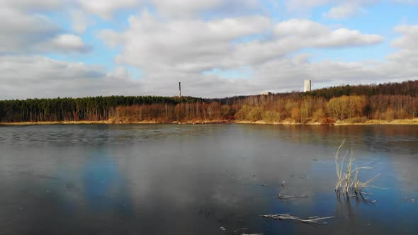 Mining excavation flooded with water