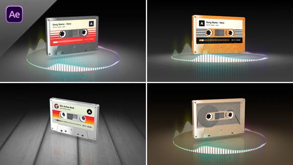 3D Music Cassette with Audio Spectrum Visualizer