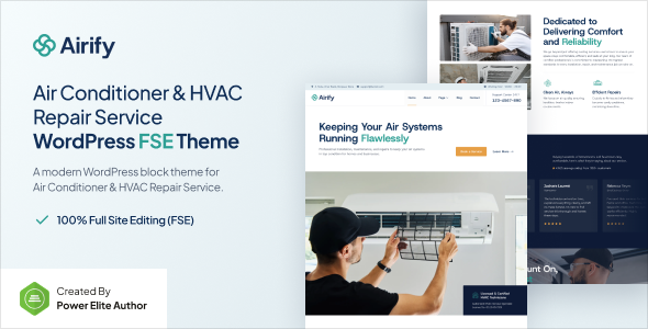 Airify – HVAC Repair Service Gutenverse FSE WordPress Theme