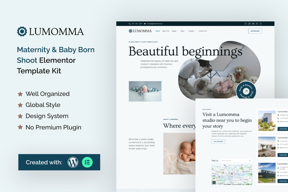 Lumomma Maternity & Baby Born Shoot Elementor Template Kit