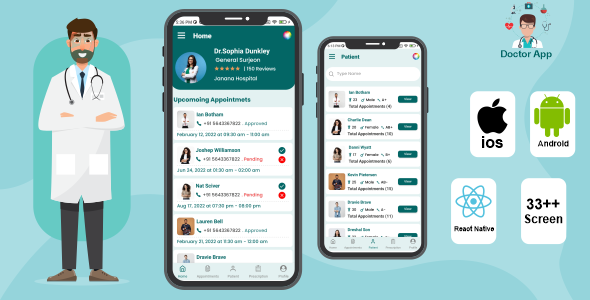 Doctor App - Doctor & Patient Appointment Booking React Native iOS/Android App Template