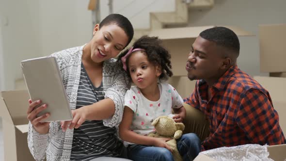 Family enjoying free time at home