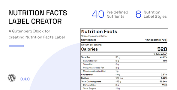 Nutrition Facts Label Creator (Gutenberg Block)