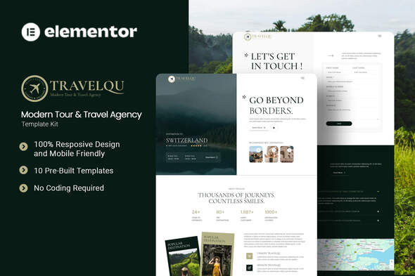 Travelqu - Modern Tour &Travel Agency Elementor Template Kit
