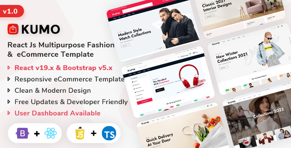 Kumo - React Js Multipurpose Fashion & eCommerce Template (Javascript + Typescript)