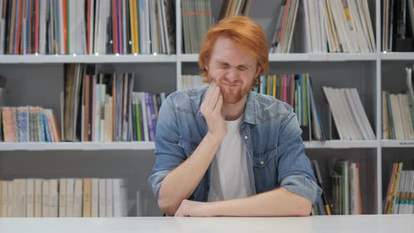 Toothache, Redhead Beard Man with Tooth Infection