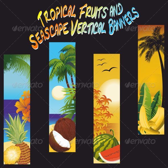 Tropical Fruits and Seascape Banners