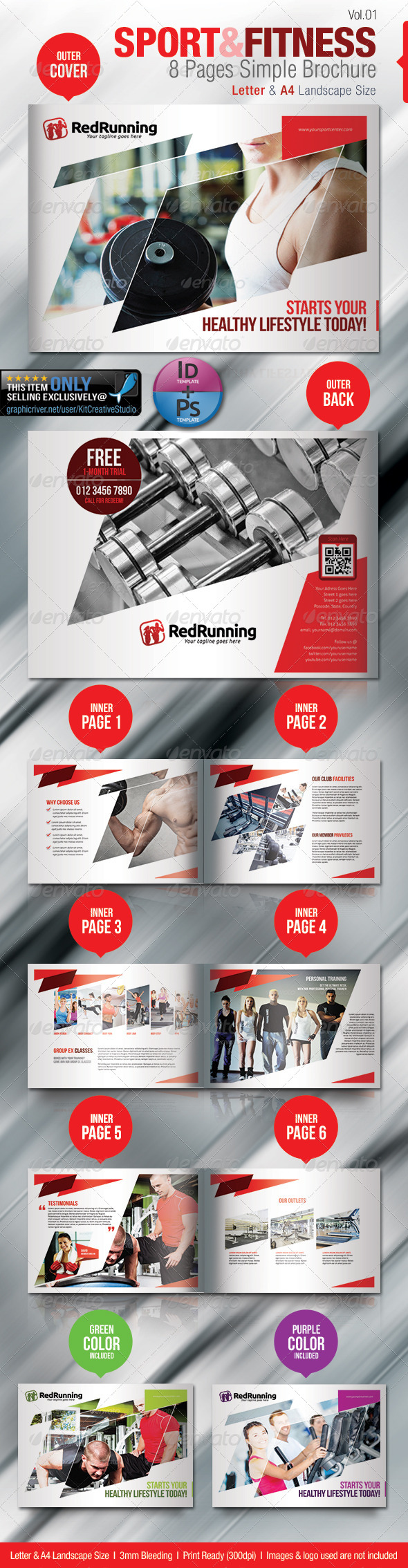 Fitness & Sport 8 Pages Simple Brochure