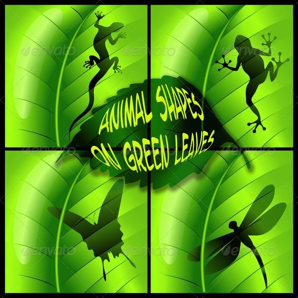 Animals Shapes on Green Leaves