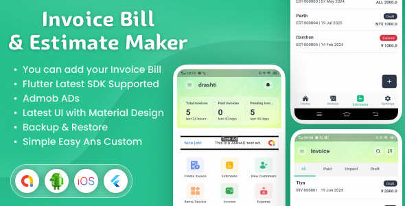 Invoice Bill Generator & Estimate Maker | Flutter App