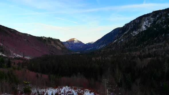 Beautiful view on the lake langbathsee and mountains drone video