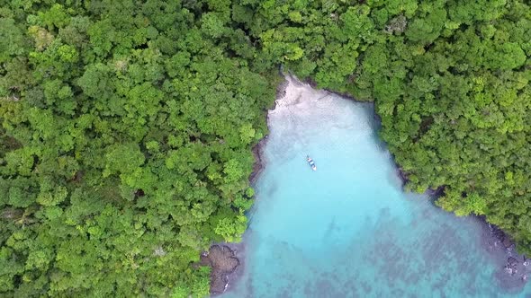 Virgin Unspoiled Caribbean Tropical White Sandy Beach Aerial Drone View