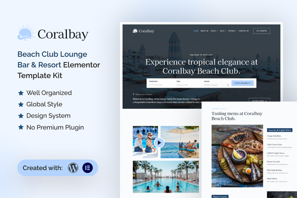 Coralbay - Beach Club Lounge Bar & Resort Elementor Template Kit