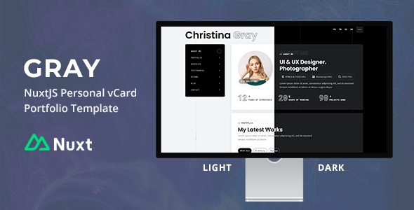 Gray - NuxtJS Personal vCard/Portfolio Template