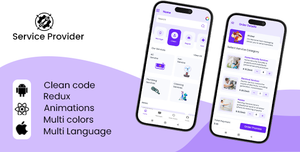 Service Provider - On-Demand Service app | Customer & Provider Apps | Handyman React Native iOS/Andr