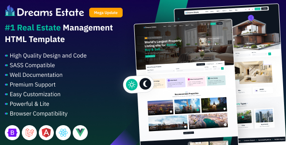 Dreams Estate - Property Buy, Sell & Rent Booking Template (Angular, React, Vue, Laravel)