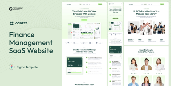Coinest - Finance Management SaaS Website Figma Template