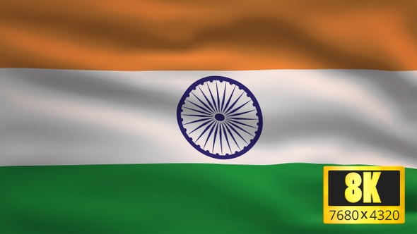 8K India Windy Flag Background