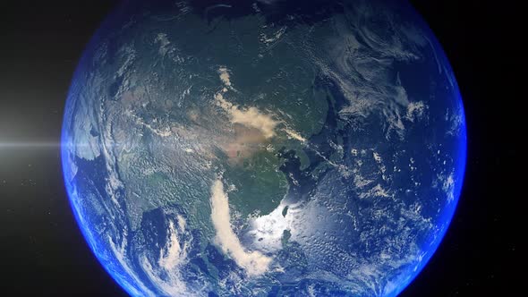 Realistic Earth Zoom Out Clouds China Beijing