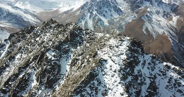 Top View of a Group of Tourists on a Peak