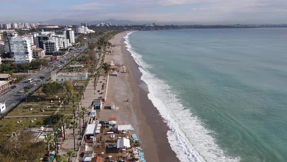 Aerial View Antalya Turkey  Resort Town Seashore