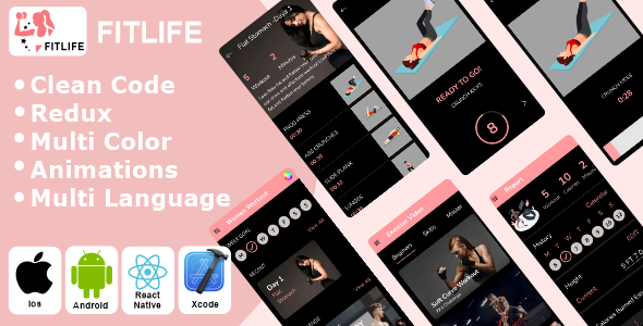 FitLife - Fitness & Exercise App React Native iOS/Android App Template