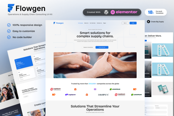 Flowgen - Operations and Supply Chain Consulting Elementor Template Kit for Logistics Experts