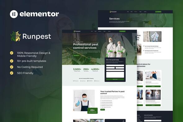 Runpest - Pest Control Service Elementor Template Kit