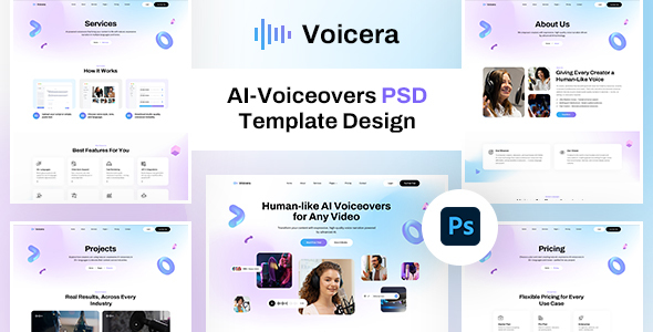Voicera |  AI Voiceover PSD Template