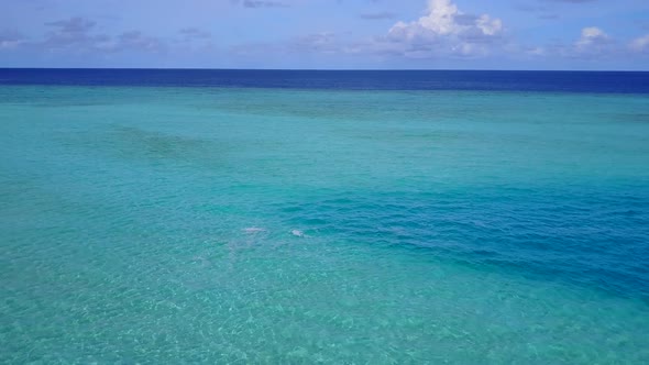 Aerial drone sky of coast beach by blue sea and sand background