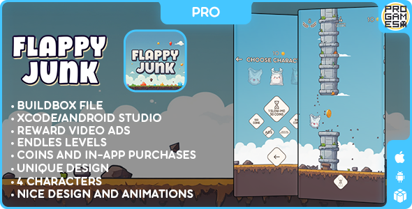 Flappy Junk (PRO) - BUILDBOX CLASSIC - IOS - Android - Reward video