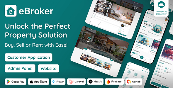eBroker - Real Estate Property Buy-Rent-Sell Flutter app with Laravel Admin Panel | Web Version