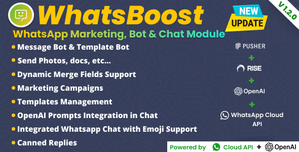 WhatsBoost - WhatsApp Marketing, Bot & Chat Plugin for Rise CRM