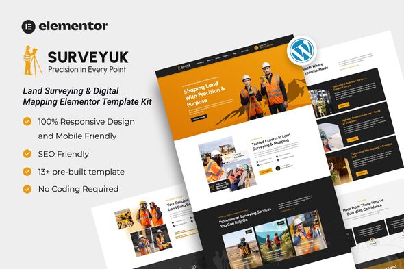Surveyuk – Land Surveying & Digital Mapping Elementor Template Kit