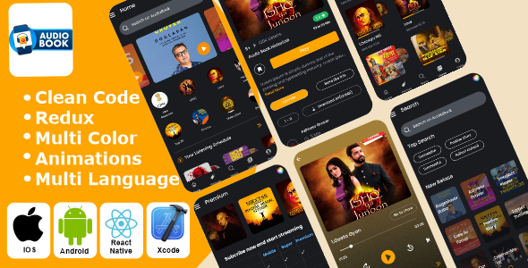 Audiobook - Audiobook App | Podcast | E-Book | Online Book App Native iOS/Android App Template