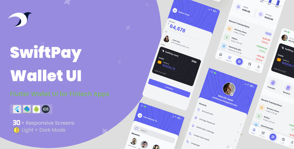 SwiftPay Wallet UI – Premium Flutter Fintech App Template